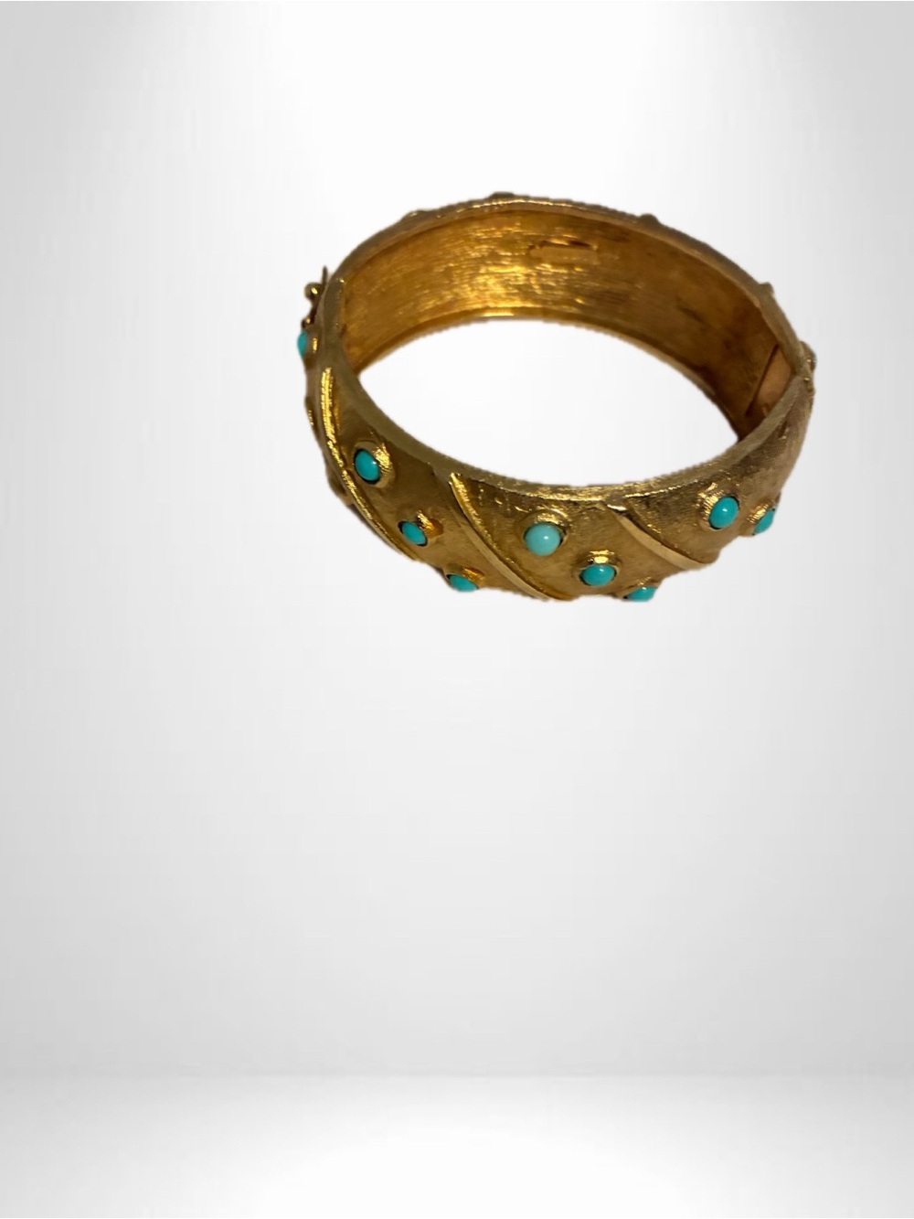 Gold-Tone Bangle Bracelet with Turquoise Accents